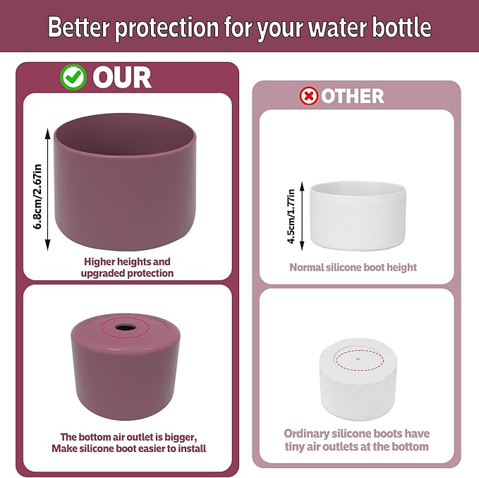 2PCS Silicone Water Bottle Boot for Owala 24oz 32oz 40oz,Anti-Slip Protective Sleeve Bottom Bumper Protector for FreeSip, Twist, and Flip Water Bottles