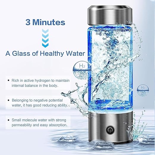 2024 Hydrogen Water Bottle, Hydrogen Water Bottle Generator, 2Min Quick Electrolysis, Suitable for Travel, Hydrogen Water Ionizer Machine, Large, White