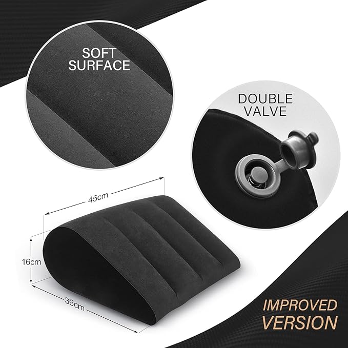Positioning Wedge Leg Elevation Pillow-Neck Pillows for Pain Relief Deep Sleep Bed Cushion Body Pillow-Knee Pillow Lumbar Support Pillow for Back Sleeper,Fast Inflating Deflation(Black)