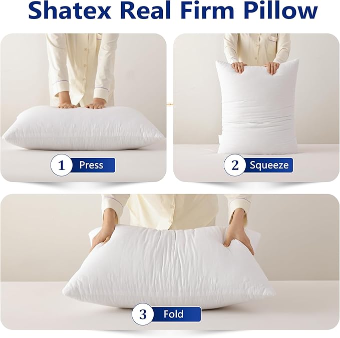 Shatex Extra Firm Pillow Standard Size 26 x 20 inch, Bed Pillow with Adjustable Insert Provides Stronger Support - for Back, Stomach & Side Sleepers,Super Firm