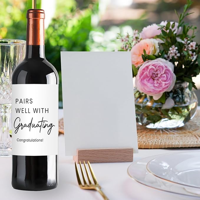 24Pcs Graduation Wine Labels, College Graduation Grad Gifts for Him Her Women, Graduation Party Decorations Wine Bottle Stickers Labels, Pairs Well With Graduating Wine Labels