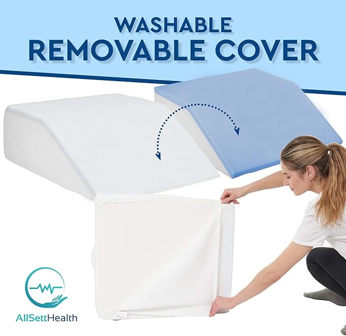 Leg Elevation Pillow for Sleeping - Wedge Pillows for After Surgery | Memory Foam Wedge Pillow for Legs | Relieves Foot and Ankle Injury, Leg, Hip, and Knee Pain, Improves Blood Circulation, 8 Inch