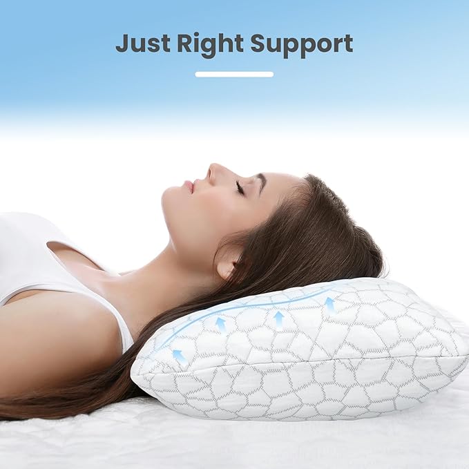 Shredded Memory Foam Pillows for Travel Cooling Pillows for Hot Sleepers Support Adjustable Travel Pillows with Extra Fill