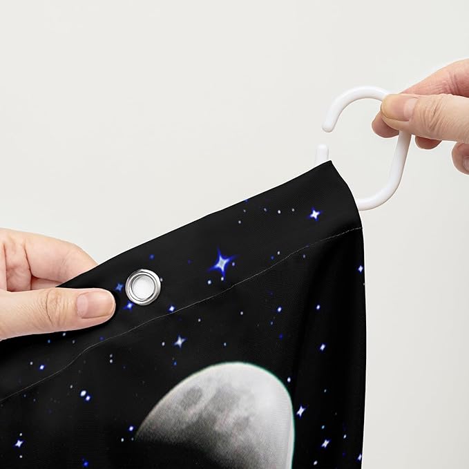 AILONEN Colorful Moth Shower Curtain,Sun and Moon Shower Curtain Set for Kids Girls Boys,Boho Natural Flowers Bath Curtain,Starry Night Bathroom Decor Shower Curtain with 12 Hooks,60" W*72" H