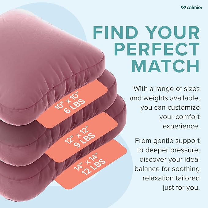 Calmier - 9 lb Sensory Weighted Pillow - Glass Bead Filled Hug Pillow - Ultra Plush Cozy Weighted Pillows for Adults and Kids - Child Sensory Pillow - Weighted Lap Pad (Pink - Minky, 9 LBS)