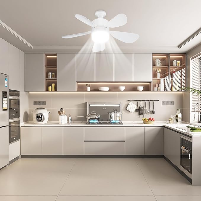 JTT Socket Fan Light with Remote - Screw in Ceiling Fan Light LED Bulb Fan with 3 Speed, 3000/4000/6000K Selectable and Adjustable Brightness Settings Socket Fan for Bedroom Living Room Kitchen Garage