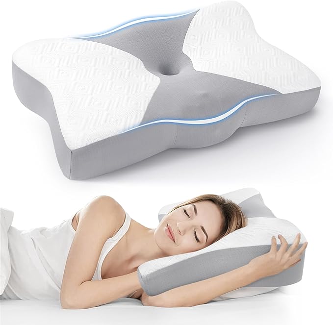NPET Cervical Pillow for Neck Pain Relief, Ergonomic Hollow Design, Odorless Memory Foam Pillow for Sleeping, Orthopedic Contour Neck Support Pillows for Side, Back, and Stomach Sleepers