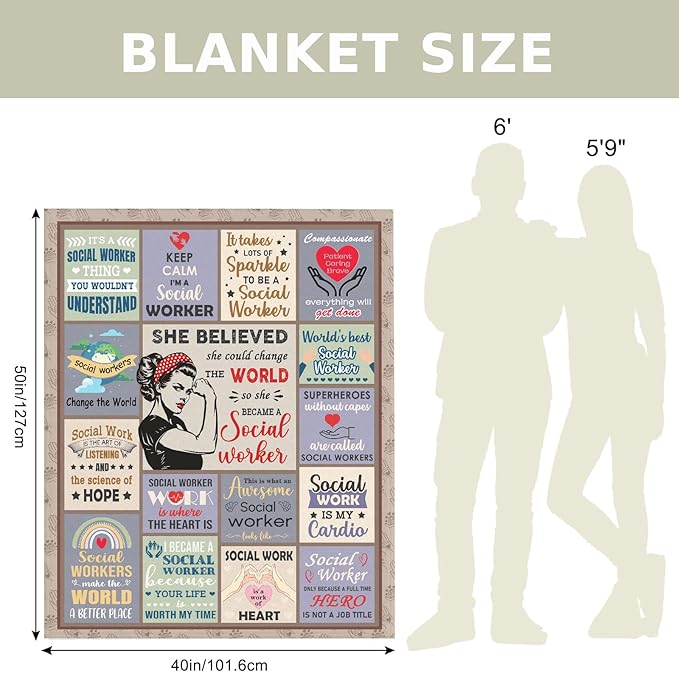 Social Worker Office Decor, Social Work Gifts, Social Worker Gifts for Women, Social Worker Gifts, School Social Workers Graduation Gift, Social Worker Blanket 60x80 in