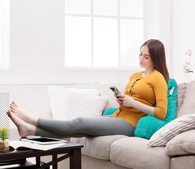 Nestl Reading Pillow Standard Bed Pillow, Back Pillow for Sitting in Bed Shredded Memory Foam Chair Pillow, Reading & Bed Rest Pillows Teal Back Pillow for Bed, Bed Chair Arm Pillow with Pockets