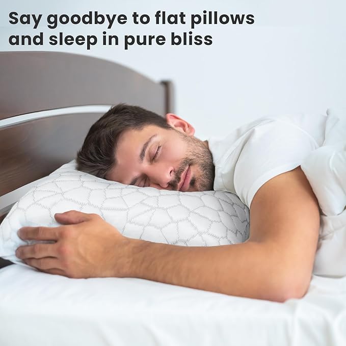 High Cooling Pillow for Hot Sleepers Bed Pillow for Side Sleepers Memory Foam Neck Pillow Queen Pillow with 2 Extra Fill