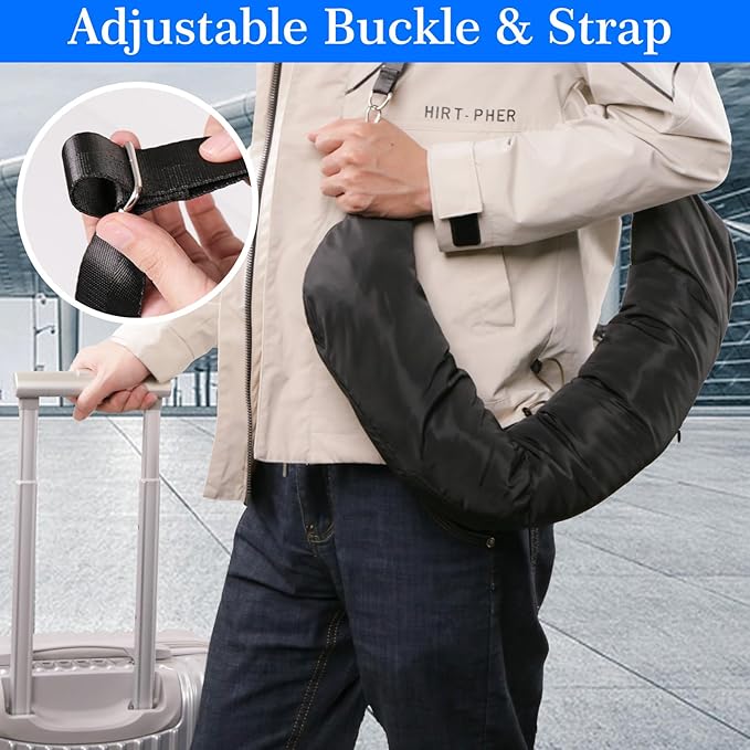 Travel Pillow You Stuff with Clothes, Stuffable Travel Pillow Transforms Into Extra Luggage Without Excess Fees, Stuffable Neck Pillow No Filler Fits 3+ Days of Travel Essentials Black