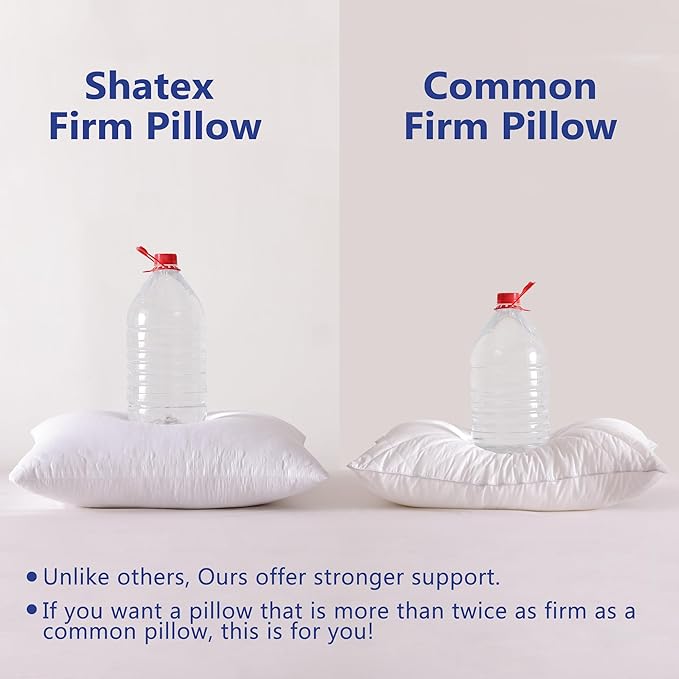 Shatex Firm Pillow, Standard Bed Pillow 26 x 20inch, Adjustable Pillow for Neck Pain Relief，Back Pillow Provide Strong Support for Stomach & Side Sleepers