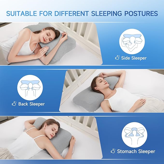Cervical Neck Pillow for Pain Relief Sleeping, Adjustable Cervical Pillow Cozy Sleeping, Odorless Ergonomic Contour Memory Foam Pillows, Orthopedic Bed Pillow for Side Back Stomach Sleeper