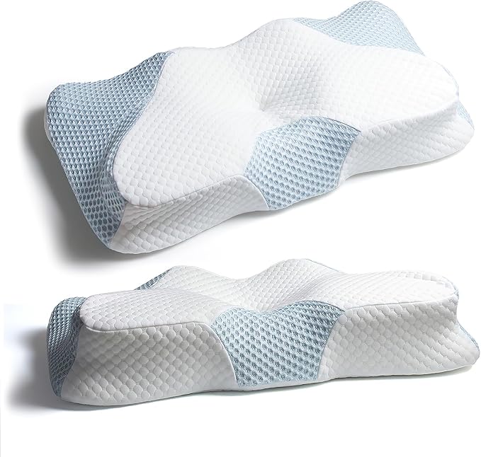 Aone Cervical Pillow for Neck and Shoulder Pain Relife, Memory Foam Neck Pillow with Breathable Pillowcase for Side Back Sleeping, Stomach Sleepers, Queen Size 25.5x14x5.9 Inches