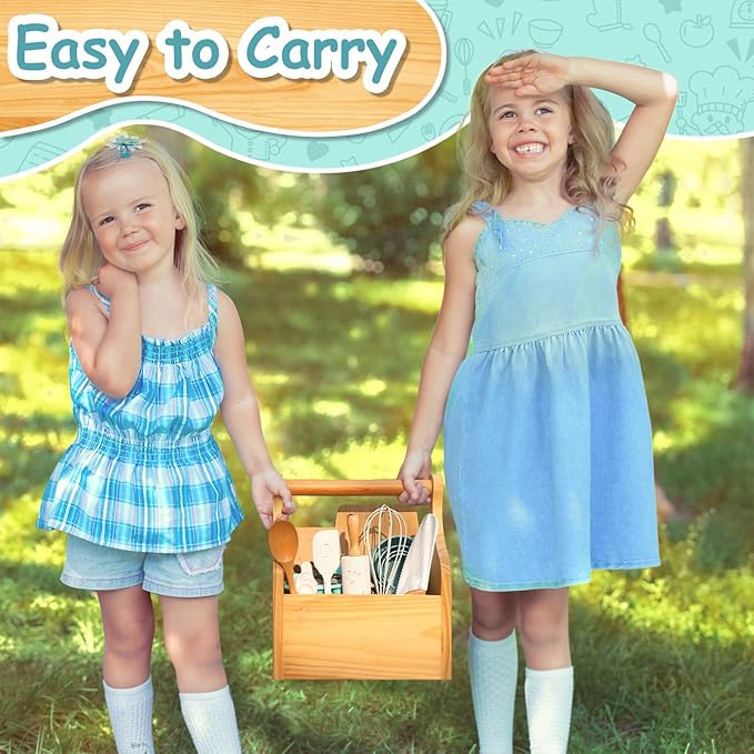 Kids Cooking Set, 21 pcs Kids Cooking Kits with Real Kitchen Tools and Cutting Board, Kids Baking Sets for Girls, Boys, Food Grade Materials Cooking Utensils for Kids