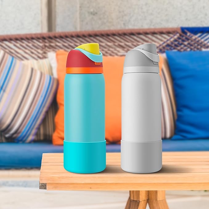 2PCS Silicone Water Bottle Boot for Owala 24oz 32oz 40oz, Protective Bottom Bumper Anti-Slip Sleeve for FreeSip, Twist, and Flip Stainless Steel Bottles, Dishwasher Safe and BPA Free