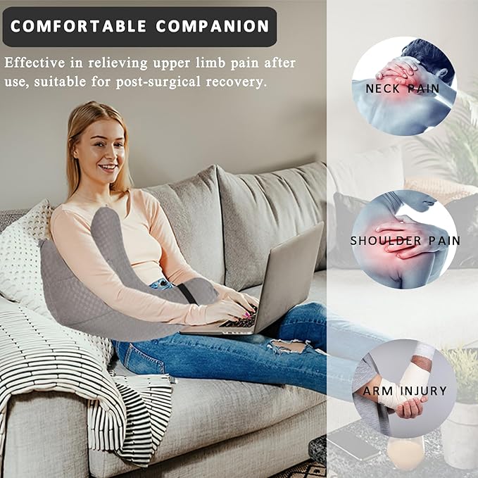 Shoulder Surgery Pillow, Rotator Cuff Pillow for Side Sleeper, Shoulder Pain Relief Removable with Shoulder Strap Support Arm Pillow for Side Sleep and Post Surgery (Light Grey)