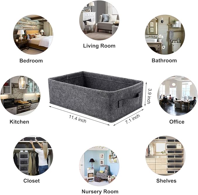 Small Storage Basket Modern Storage Baskets Felt Collapsible Baskets Storage Bins for Cellphone Earphone Chargers Cables Make Up Hair Supplies Fabric Drawers Storage Baskets Cute Storage Baskets