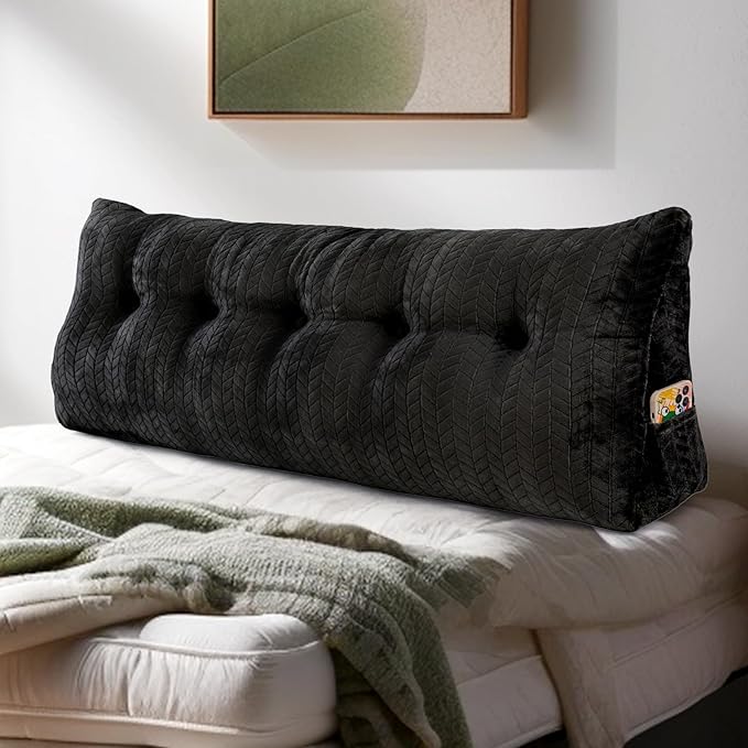 Triangular Wedge Headboard Pillow Large Bolster Bed Rest Reading Pillow Backrest Positioning Support Bolster Cushion with Removable Cover