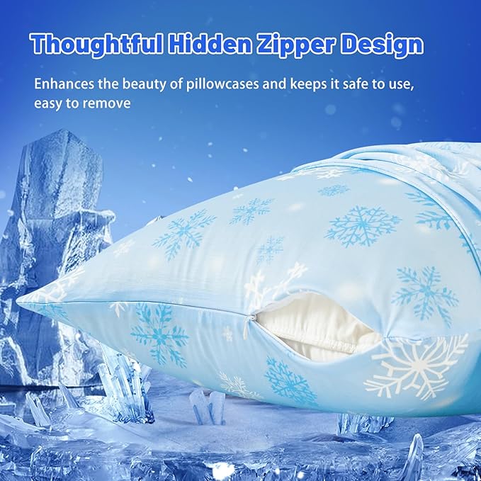 Cooling Body Pillow Case for Hot Sleepers - Floral Body Pillow Cover Cooling Double Side Arc-Chill Q-Max>0.5 Cooling Fiber - Breathable Cooling Body Pillow Cover with Zipper (20" x 54")