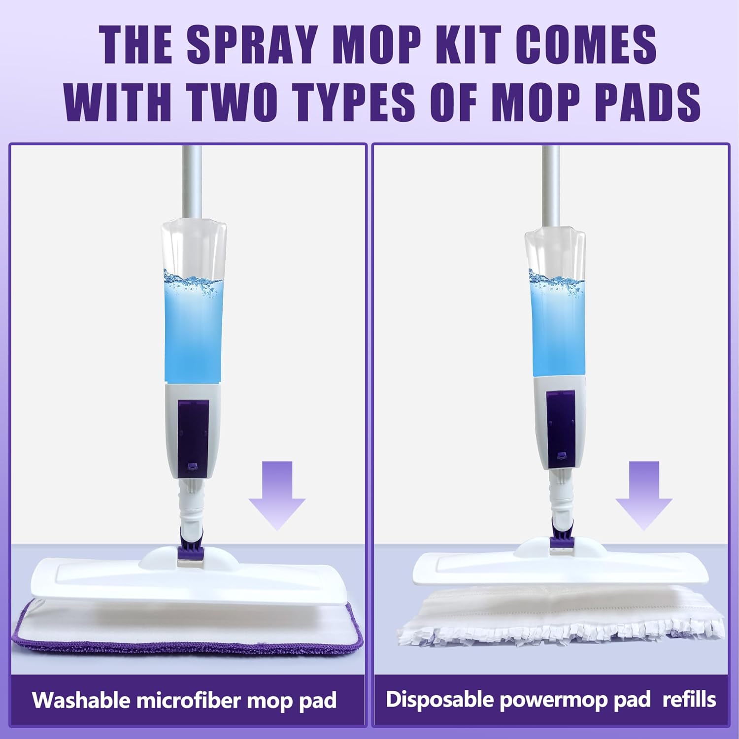Spray Mop for Floor Cleaning with 60" Extension Handle, Dry/Wet Mop with 14oz Refillable Bottle, 3 Washable Pads&5 Disposable Refills for Hardwood Laminate Tile Floor Dust Cleaning.