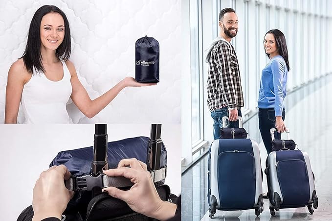 Travel & Camping Comfortable Memory Foam Pillow – Easy to Carry Portable Bag – Temperature Regulating Pillow Case (White)