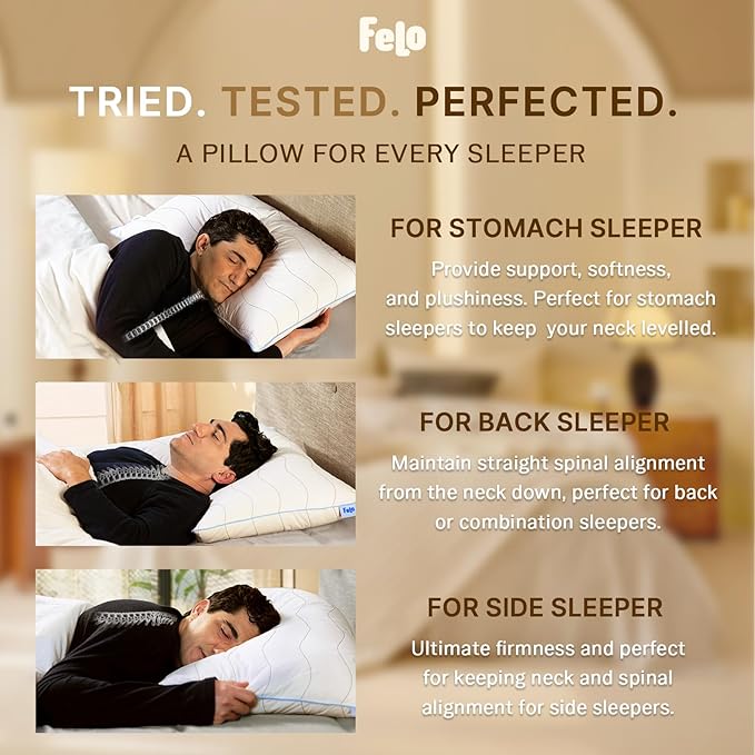 felo Feather Down Pillows King Size Set of 2, CloudFusion Goose Pillow for Sleeping, Luxury Hotel Collection Bed Supportive Pillows for Side Back Pain Sleepers, 100% Organic Cotton Shell (20" x 36")