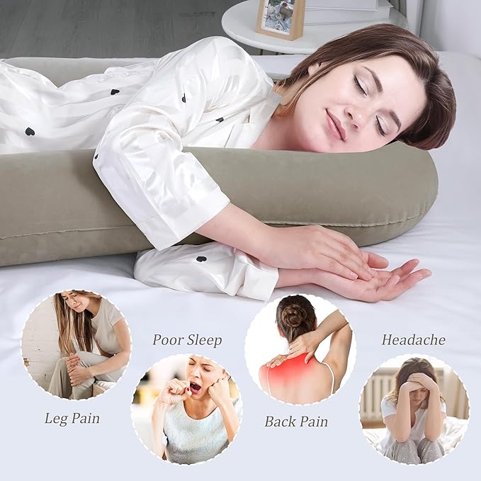 MABOZOO Large Inflatable Body Pillow for Travel,Travel Body Pillow 50 x 19 Inches with Drawstring Bag & Pump for Easy Packing,Convenient for Airplane, Car,Train & Office Nap