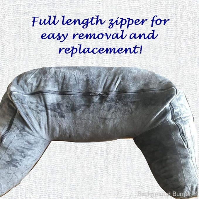 ComfortSpa Reading Pillow Replacement Cover for 19 inch Back Rest Pillow, Polyester Velour Machine Wash and Dry (Grey)