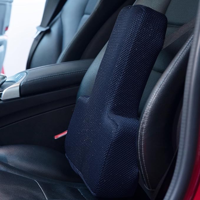 HOMBYS Lumbar Support Pillow for Office Chair-Seat Cushion for Back Support, Improved Sitting Posture and Upper/Lower Back Pain Relief for Desk Chairs, Car Seats and Airplanes (Navy Blue, 17"x13"x3")