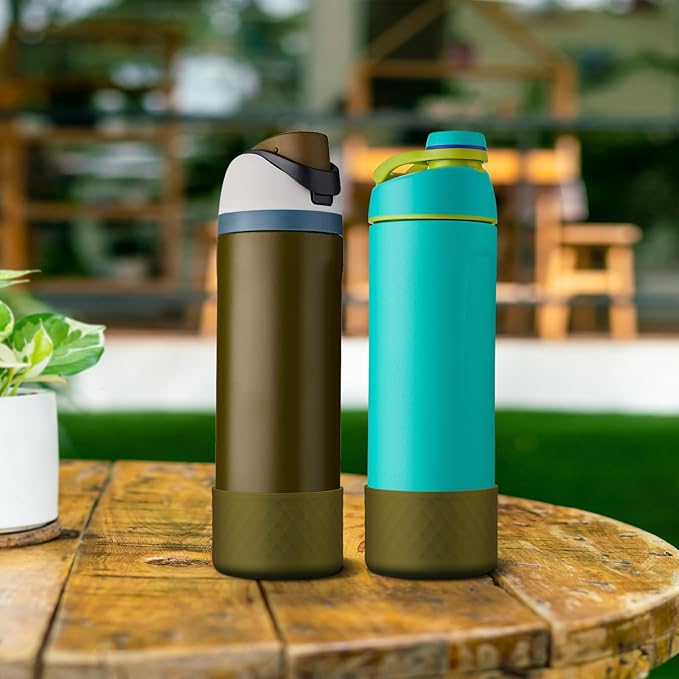 2PCS Silicone Water Bottle Boot for Owala 24oz 32oz 40oz, Anti-Slip Protective Sleeve Bottom Bumper Protector for FreeSip, Twist, and Flip Stainless Steel Water Bottles