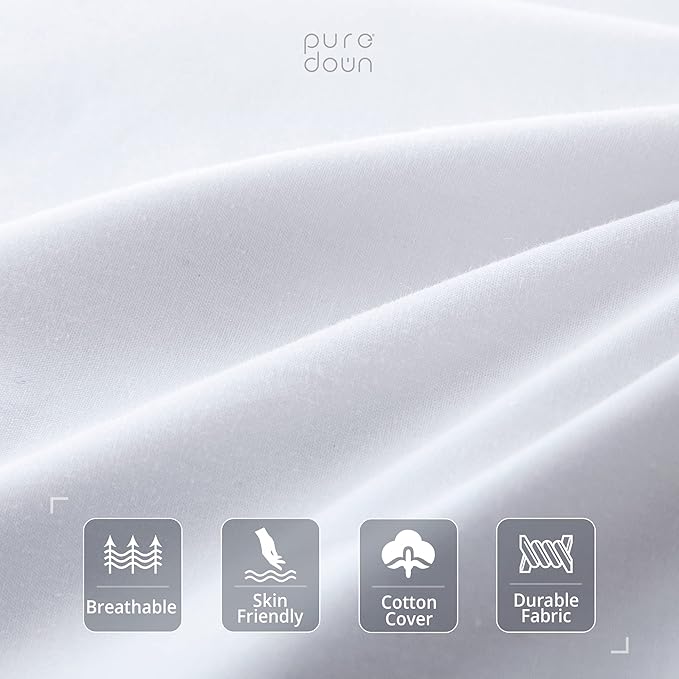 Feather Pillows with 100% Cotton Cover, Set of 2 Gusseted Bed Pillows for Sleeping, King Size