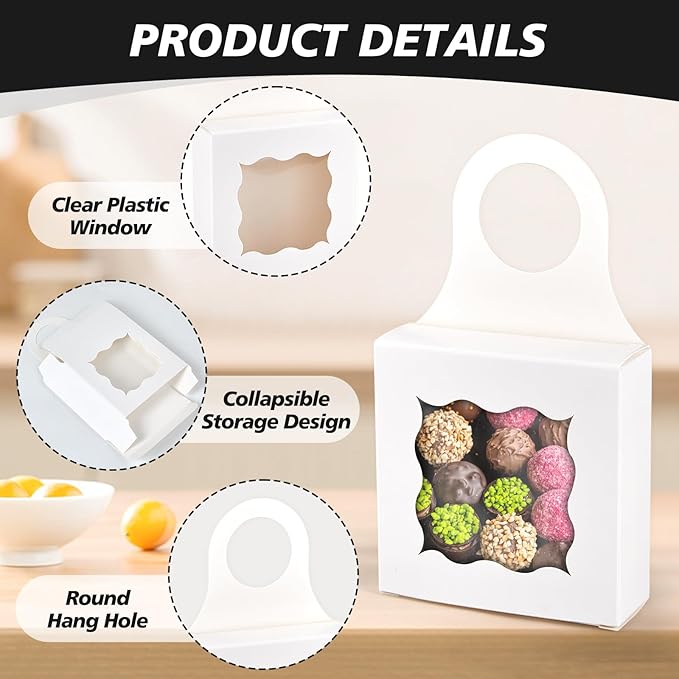 30pcs Wine Bottle Box with Window, Card Paper Hanging Box Foldable Decor Wine Bottle Hanging Favor Boxes Gift Boxes for Holding Party Birthday Candy Truffles Chocolate Cookies