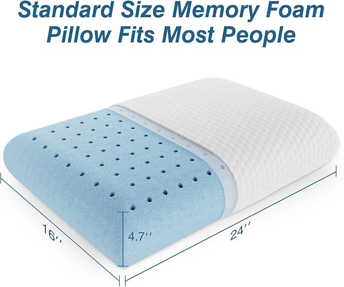 Sweetcrispy Memory Foam Pillows, Bed Pillows Standard Size Set of 3, Soft and Comfortable Pillow for Sleeping, Cooling Hotel Pillow for Side Sleeper, Removable, Machine Washable Cover
