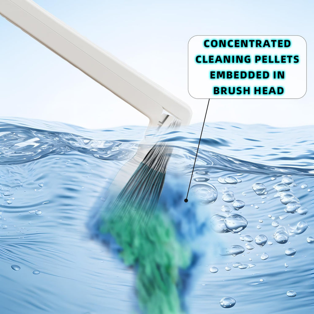 Disposable Toilet Brush with Replaceable Heads, Wall-Mounted Holder, Hygienic Bathroom Cleaning Tool (WhiteToilet Brush + 8 Refills)