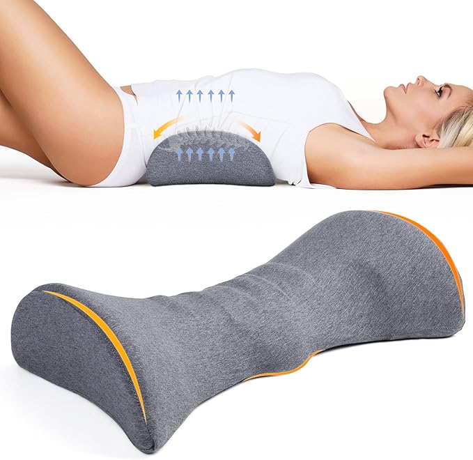 Cozyhealth Lumbar Support Pillow for Sleeping Memory Foam Back Lumbar Support Cushion for Lower Back Pain Relief, Back Support Bed Pillow Waist Support Back Sleepers (Dark Grey)