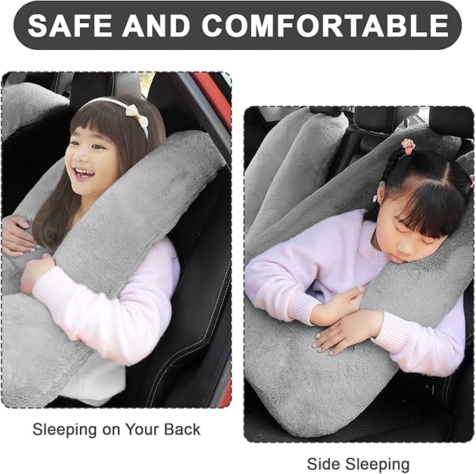 Travel Pillow, Travel Pillow for Kids, Sleeper Hold Pillow Travel, Removable U-Shaped Pillow for Adults and Children to Support Head and Body in The Back Seat of Long Car Trips (Gray)