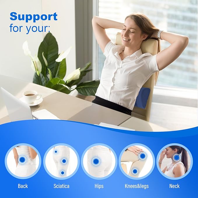 Lumbar Support Pillow for Bed, Memory Foam Back Pillow for Sleeping, Back Support Pillow for Lower Back Pain Relief, Lower Back Pillow for Sleeping, Lumbar Pillow for for Side, Back, Stomach Sleepers