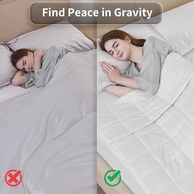 Weighted Blanket,10lbs Heavy Weighted Blanket 40"x60" Breathable Cooling Blanket, Summer Blankets Ultra Soft Comfort Blanket with Glass Beads for All-Season (White)