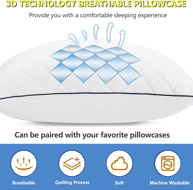 AS AWESLING Soft Pillows for Sleeping - Shredded Memory Foam Bed Pillows Set of 2 for Side Back Stomach Sleepers (King(20 * 36 inches))