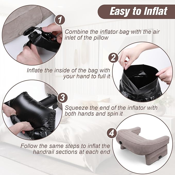 Inflatable Reading Pillow for Gaming, Lap Desk Pillow for Adult, Adjustable Gaming Pillow for Lap, Large Arm Rest Lap Pillow for Reading, Working, Playing