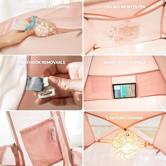 Fabric Indoor Bed Tent, Privacy Play Tent on Bed for Warm and Cozy Dream Sleep Tent, Floorless Type Tent.Cotton Feeling Tent,S-PE Pole, Washable Tents (Grey, Twin)