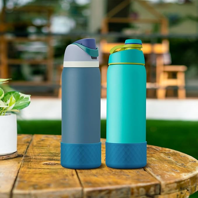 2PCS Silicone Water Bottle Boot for Owala 24oz 32oz 40oz, Anti-Slip Protective Sleeve Bottom Bumper Protector for FreeSip, Twist, and Flip Stainless Steel Water Bottles