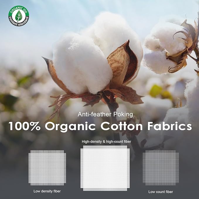 Hotel Feather Pillows Queen Size, Hybrid Goose Down Pillow Composite with Mef tek™ Memory Foam, Firm Bed Pillows with Organic Cotton Cover (White,20"x30")