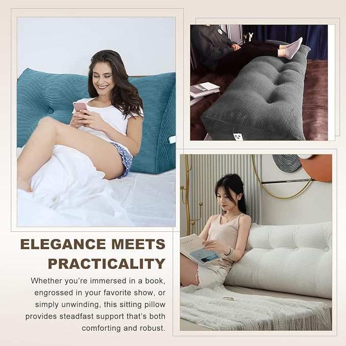 Headboard Pillow - Queen-Sized Headboard Wedge Pillow for Daybeds and Bunk Beds - Durable, Comfortable, with Removable Velvet Cover (White, 59x20x8Inches)