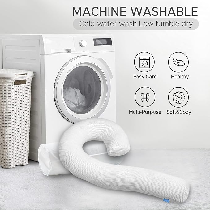 Body Pillow for Adults - Soft Long Bed Pillows Insert for Sleeping - Shredded Memory Foam and Removable Washable Cover - Swan Shaped Side Sleeper Pregnancy Pillow 49 Inch (Grey)