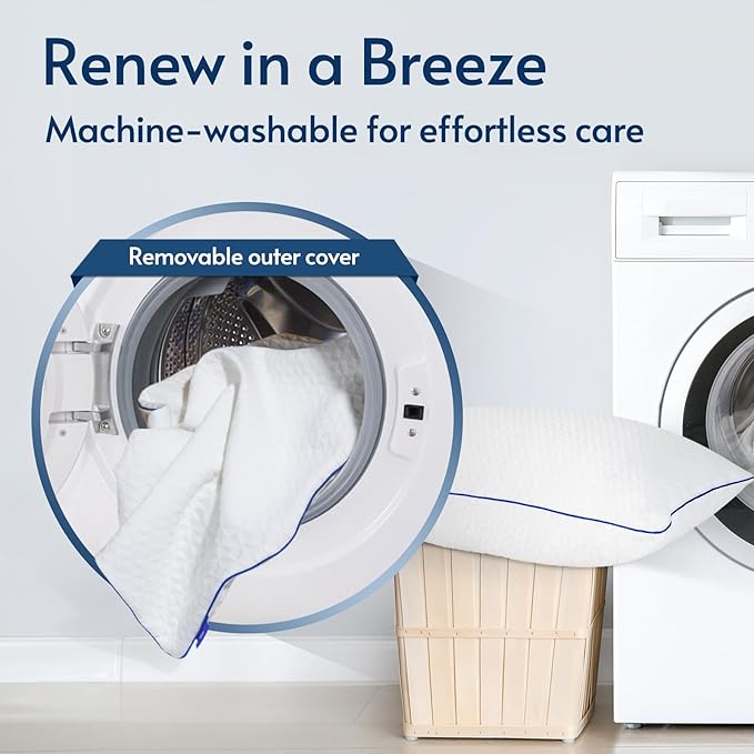 viewstar Memory Foam Pillows Queen Size Set of 2, Adjustable Firm Pillows for Side Back Stomach Sleepers, Shredded Gel Pillows for Sleeping 2 Pack with Washable Removable Cover 19"x 28"