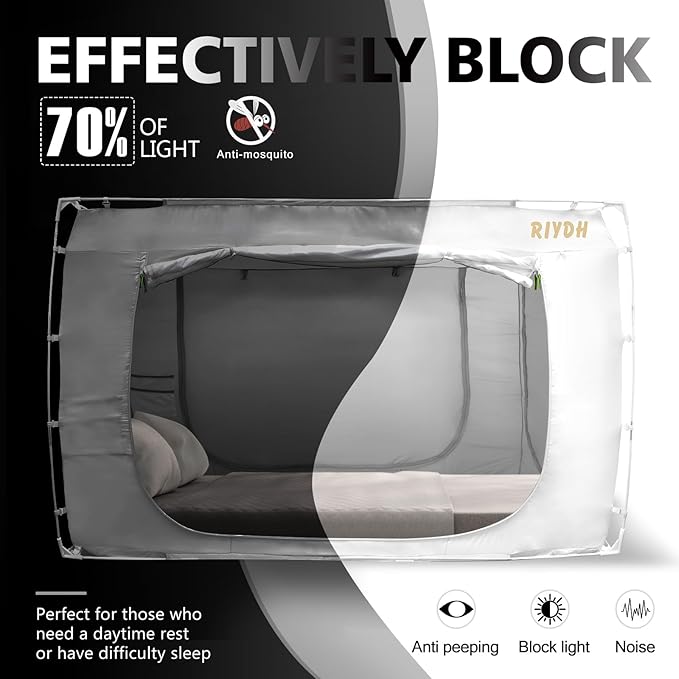 Bed Tent Bed Canopy Bunk Twin Size Tents for Adult and Kids- Portable Dream Tent Indoor Sleeping Tents 70% Blackout with 3 Doors Breathable Big Space Tents