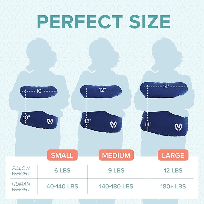 Calmier - 9 lb Sensory Weighted Pillow - Glass Bead Filled Hug Pillow - Ultra Plush Cozy Weighted Pillows for Adults and Kids - Child Sensory Pillow - Weighted Lap Pad (Blue - Minky, 9 LBS)