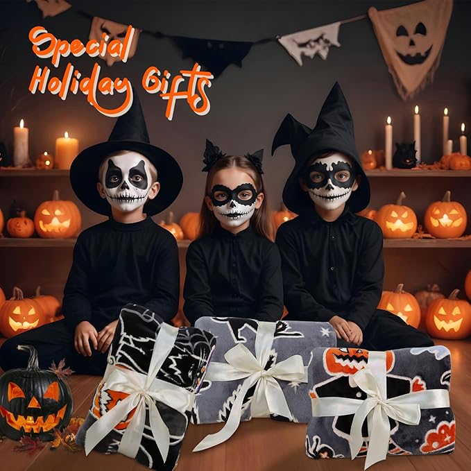 Halloween Blanket Pumpkin Glow in The Dark Blanket Cat Halloween Decorations Cute